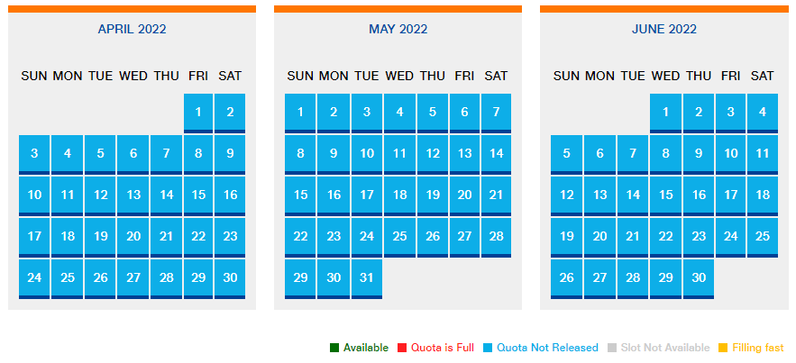 ttd april 2022 quota release date